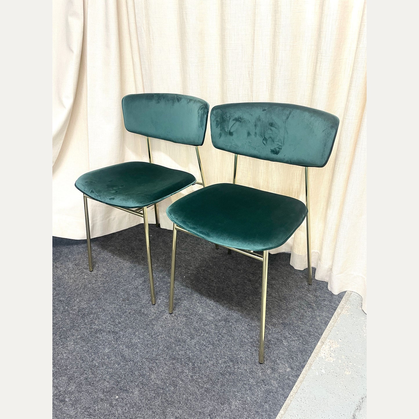 Fifties tuoli messinki/vihreä sametti