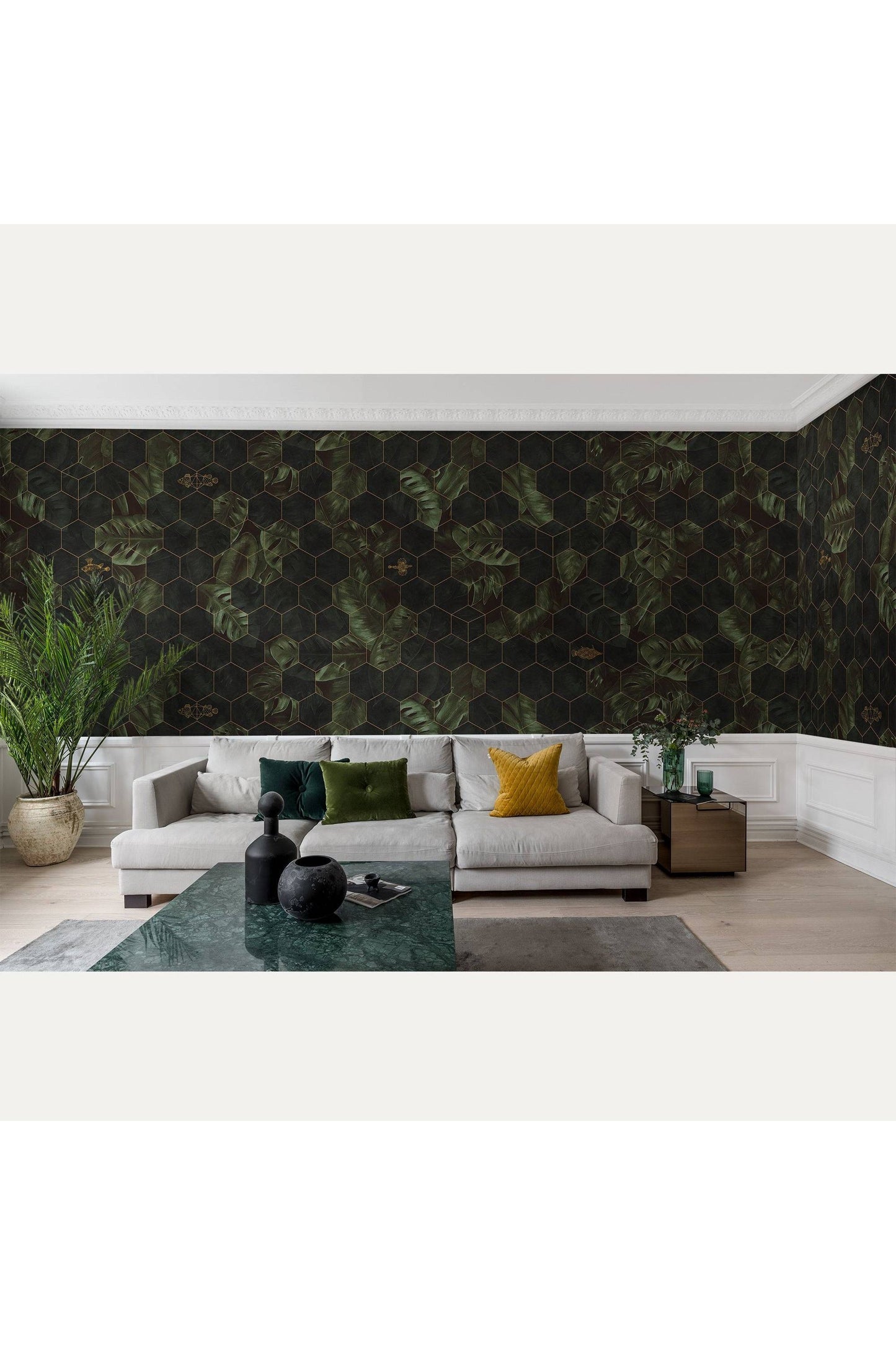 Kuvatapetti Hexagon Leaves