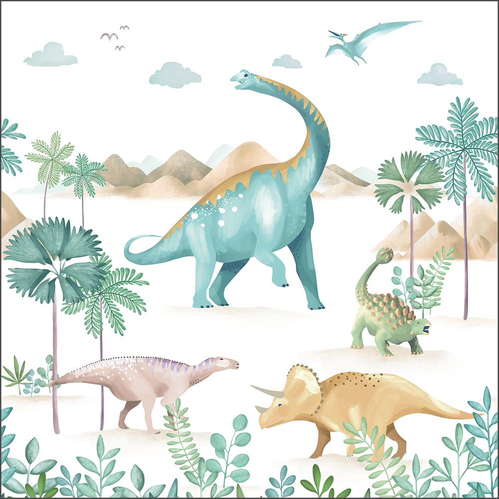 Tapetti Le Monde Des Dinosaures Vert S 250X250 cm