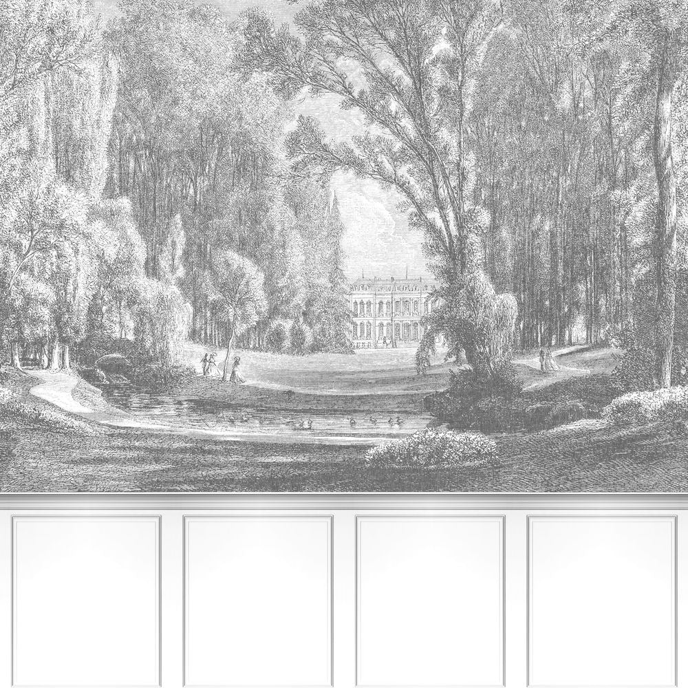 Tapetti Balade Au Parc_L Noir Gravure 300X310 cm