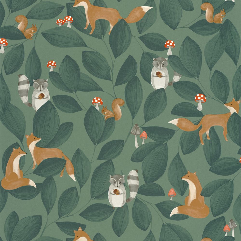 Tapetti Woodland Friends Vert Foret 0,53x10,05m