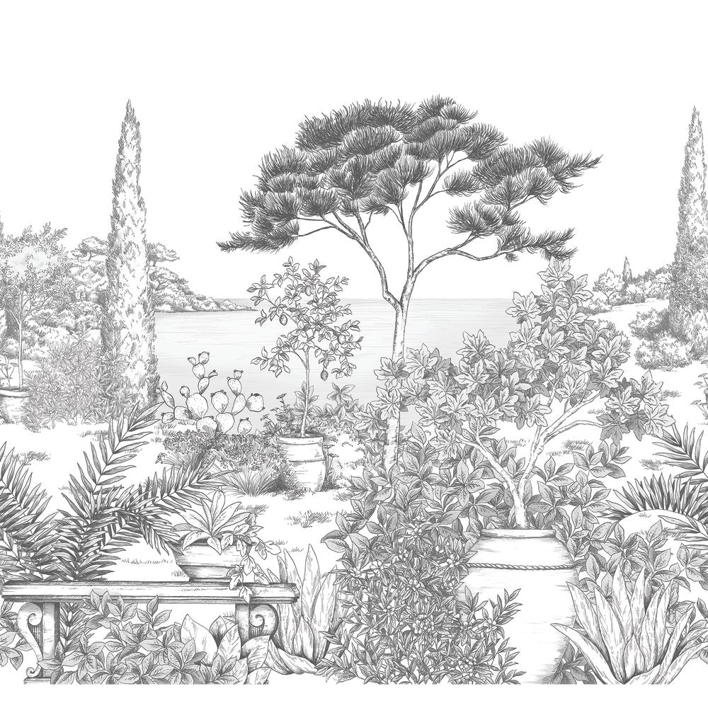 Tapetti A L'Ombre Des Pins_M Noir Fusain 300X280 cm