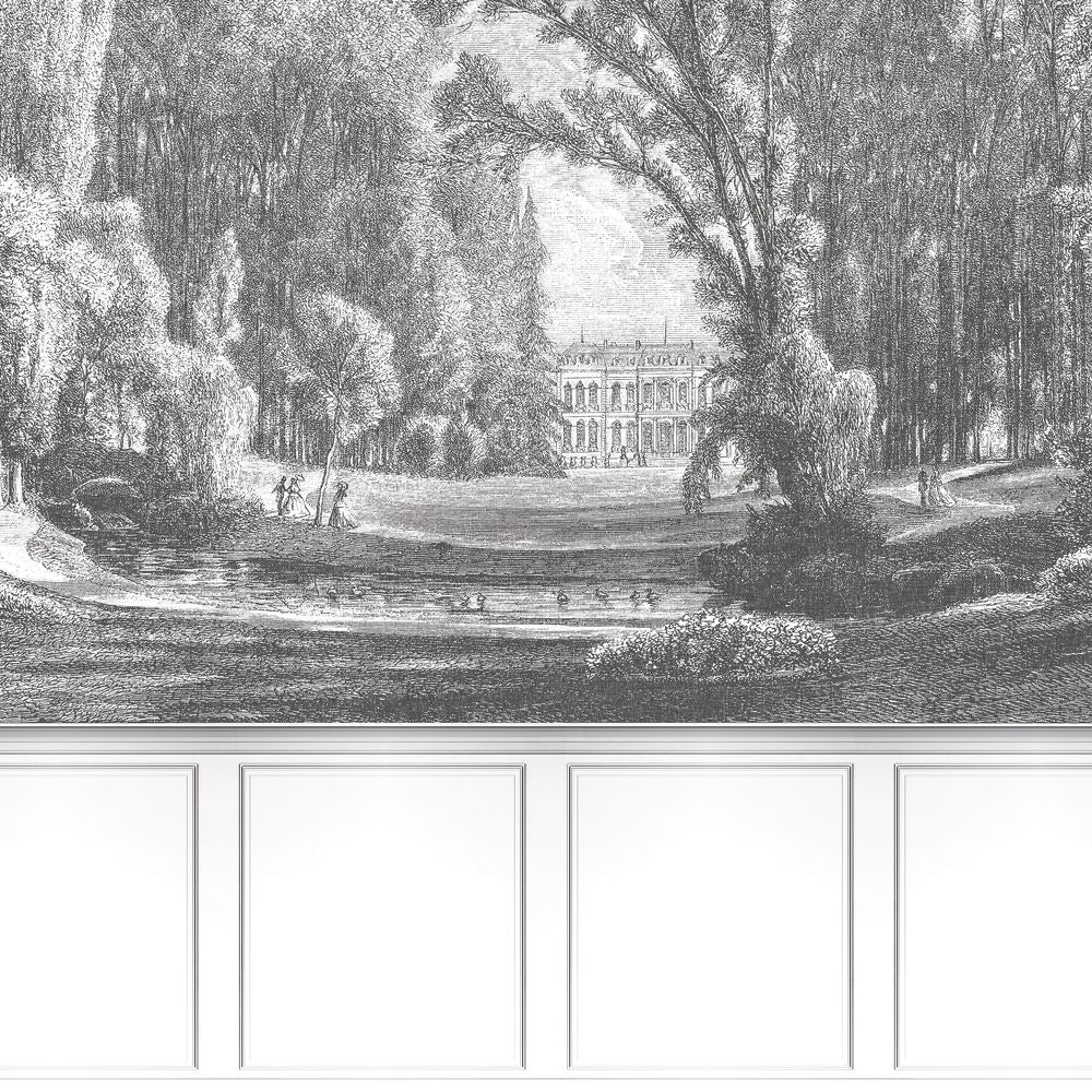 Tapetti Balade Au Parc_S Noir Gravure 300X250 cm