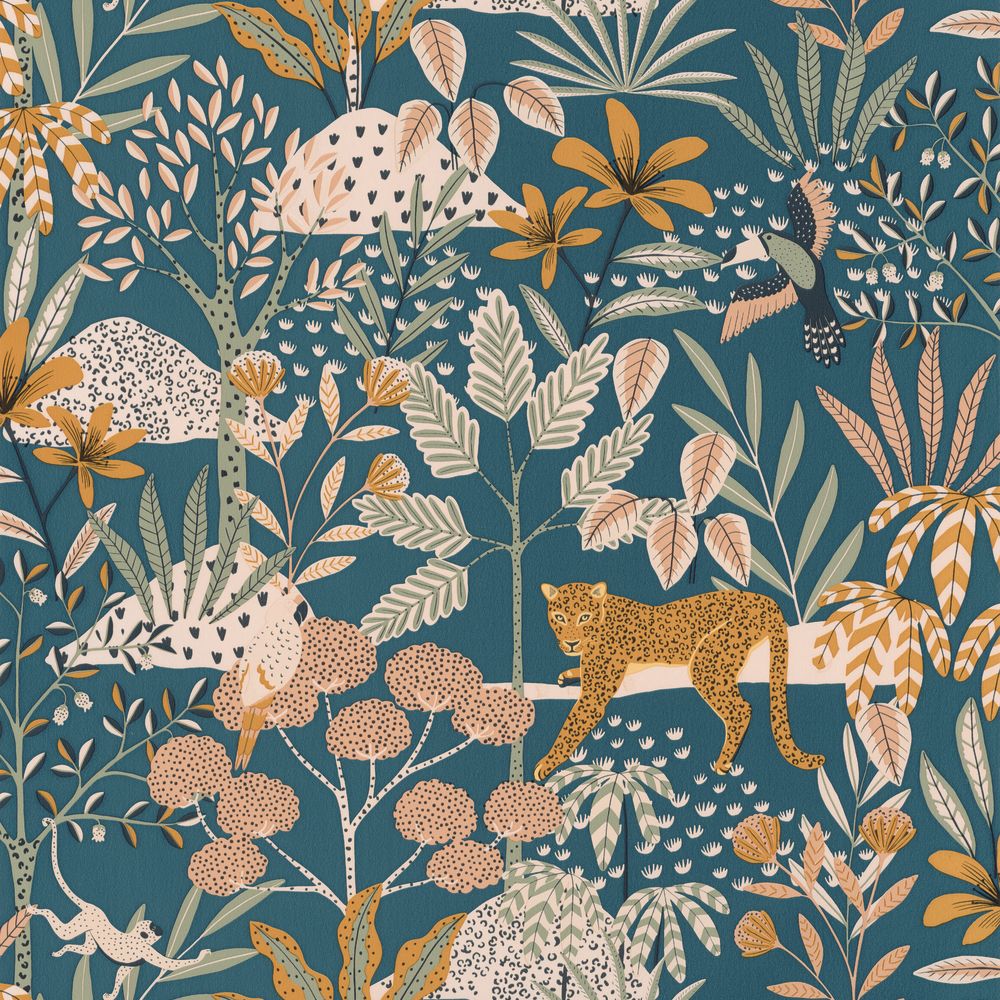 Tapetti Jane Bleu Nuit Rose 0,53x10,05m