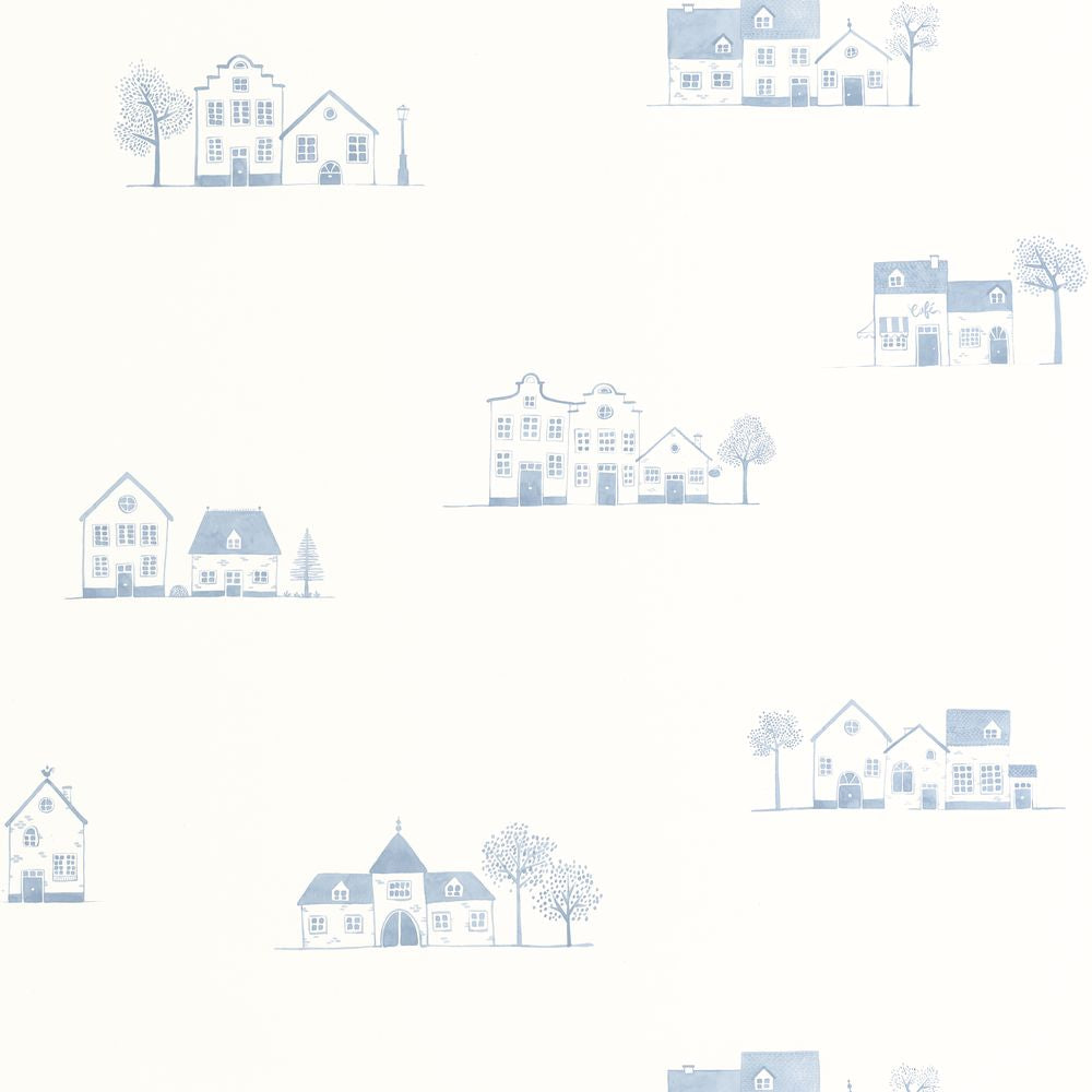 Tapetti Walk In The Village Bleu Doux 0,53x10,05m