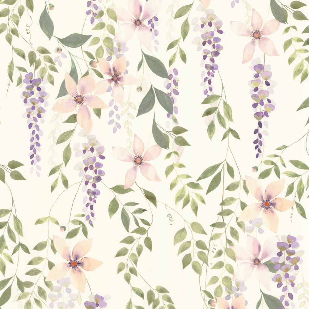 Tapetti Wisteria Violet Vert Gazon 0,53x10,05m