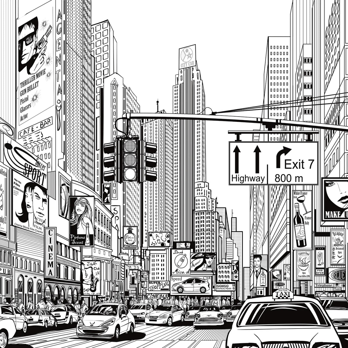 Tapetti Cartoon City 400x280