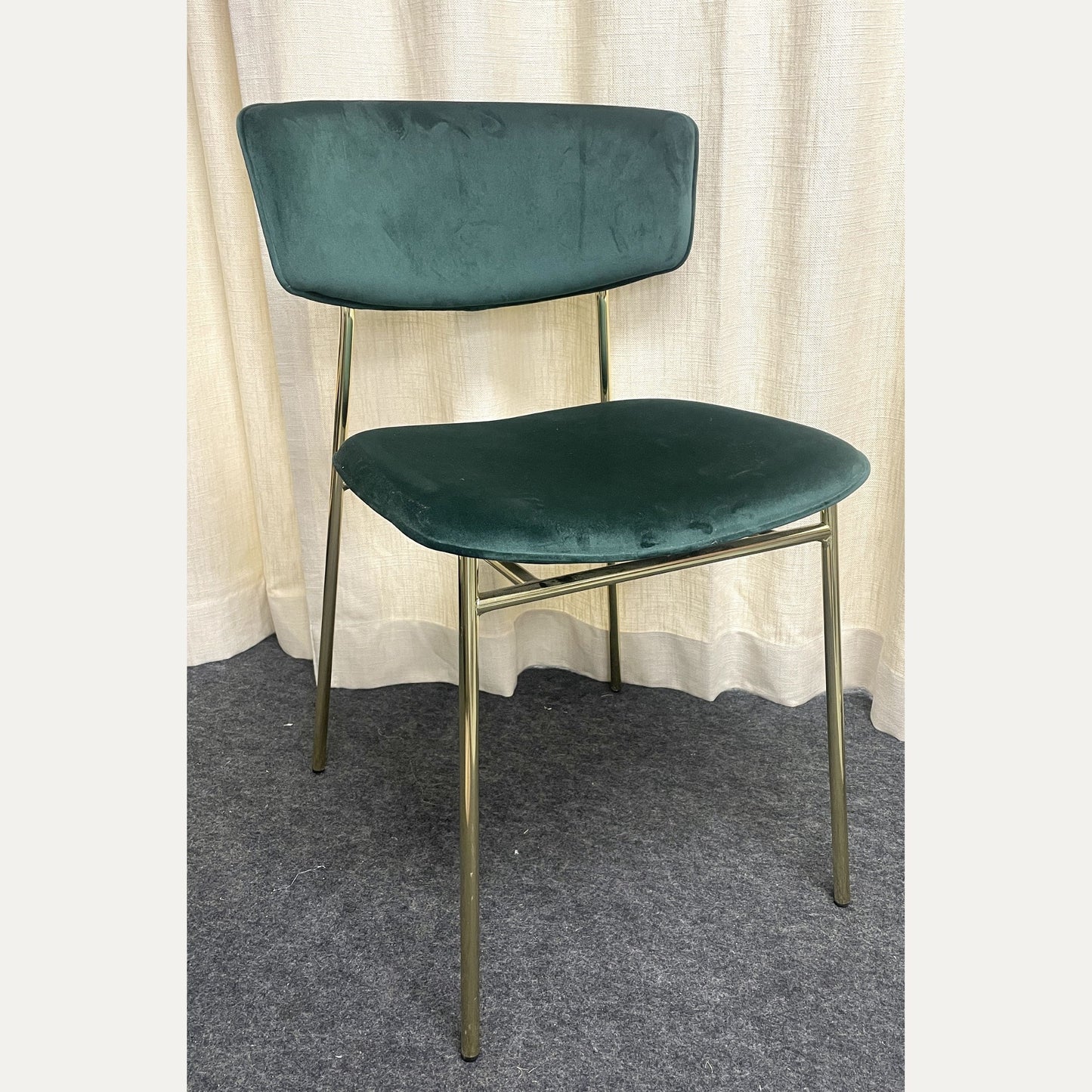 Fifties tuoli messinki/vihreä sametti