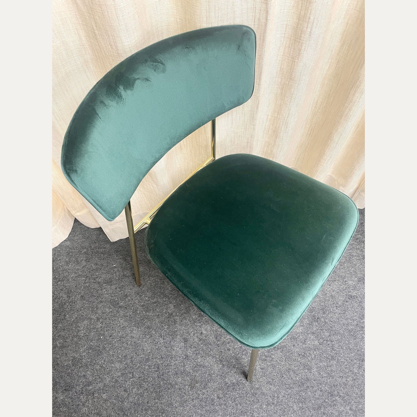 Fifties tuoli messinki/vihreä sametti