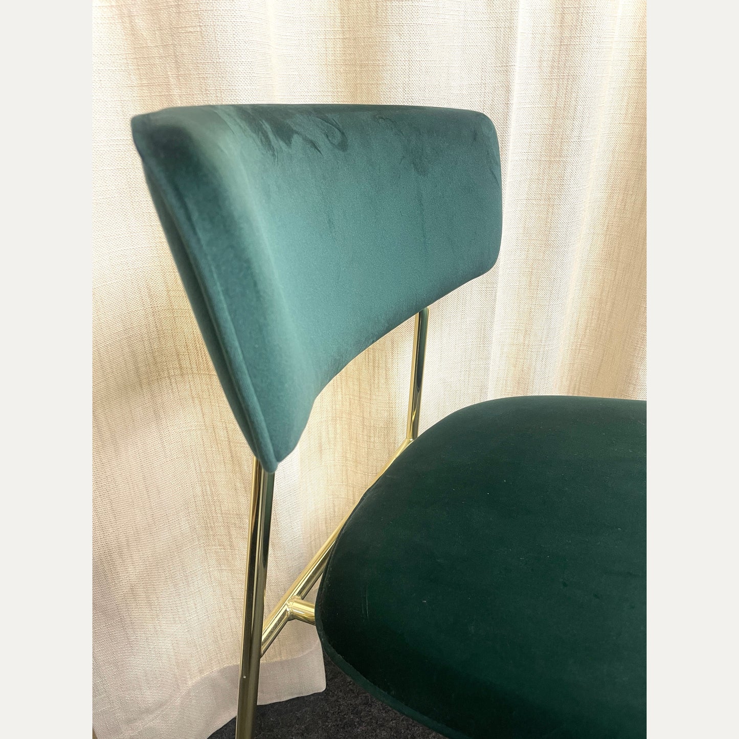Fifties tuoli messinki/vihreä sametti