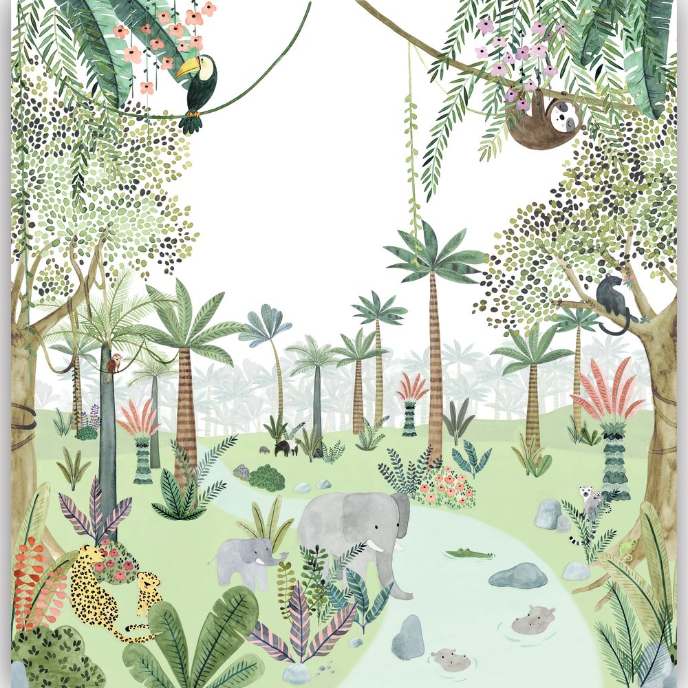 Tapetti In The Heart Of The Jungle Vert L 300X310 cm