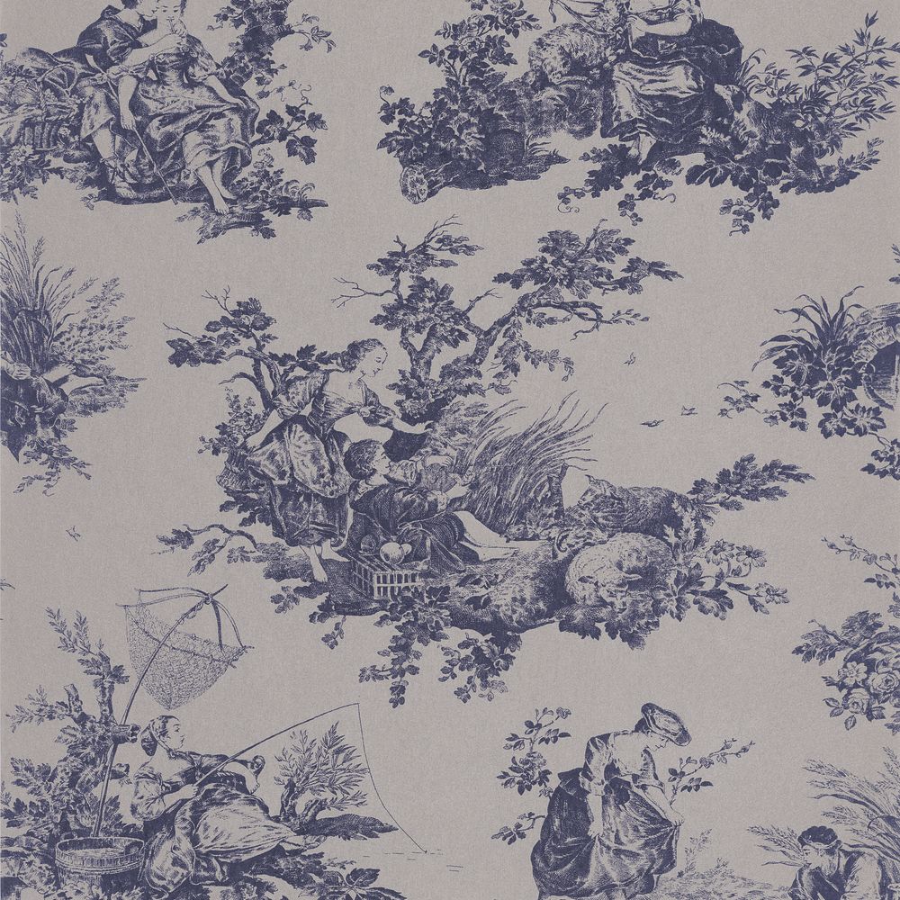 Tapetti Scene D'Été Velours Bleu Profond 0,53x10,05m