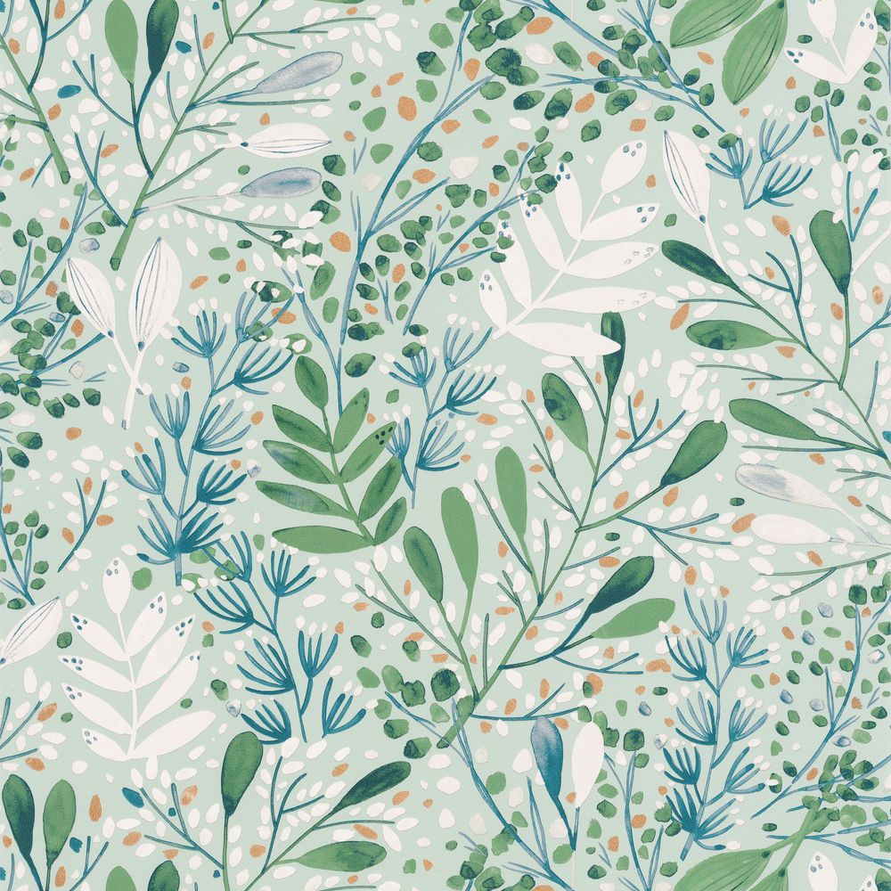 Tapetti Joy Vert Bleu Or Fond Vert D Eau 0,53x10,05m