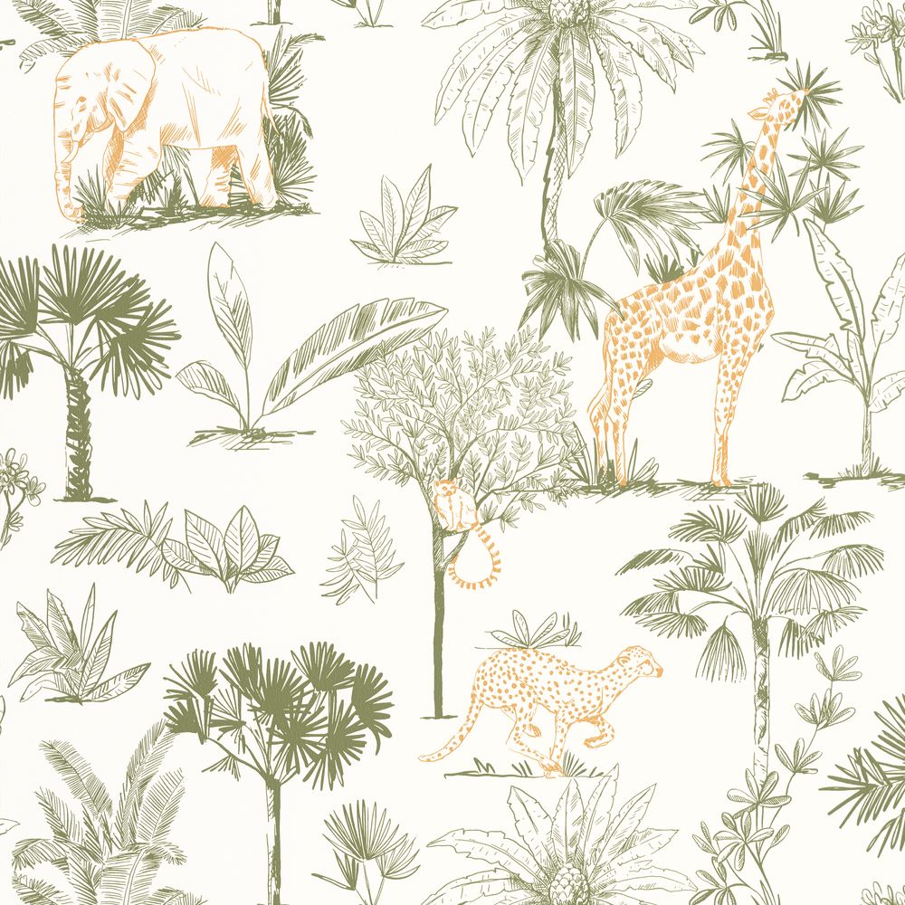 Tapetti Balade Dans La Savane Vert 0,53x10,05m