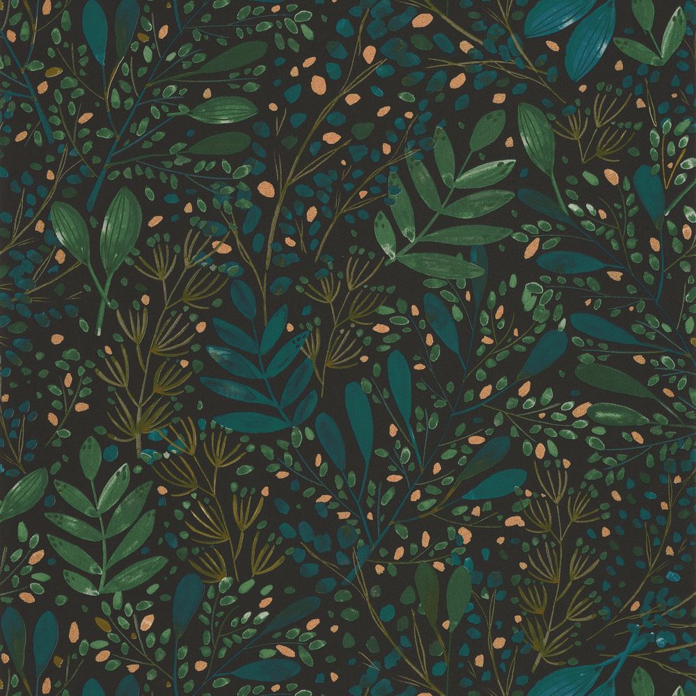 Tapetti Joy Vert Bleu Or Fond Noir 0,53x10,05m