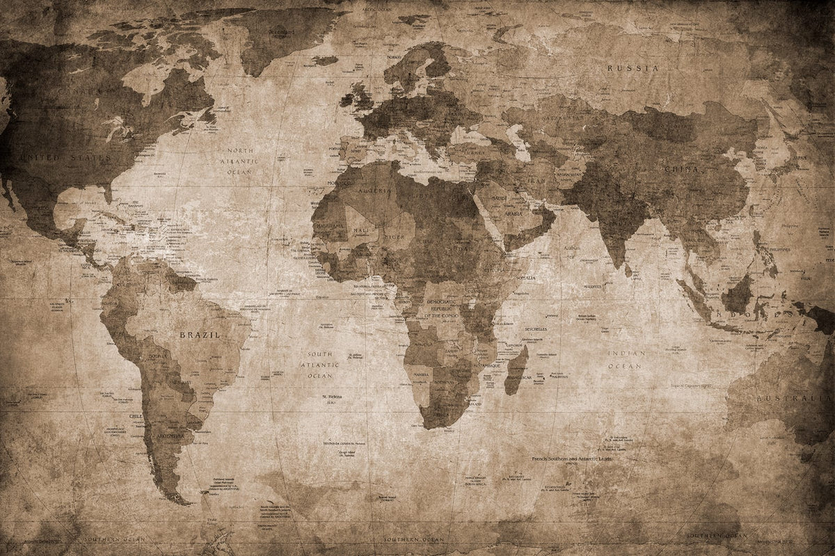 Tapetti World Map, Brown