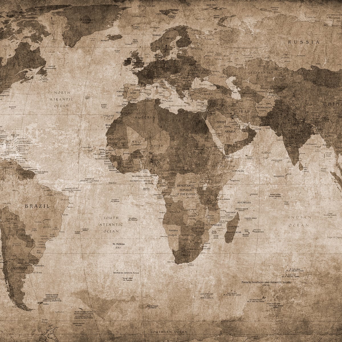 Tapetti World Map, Brown
