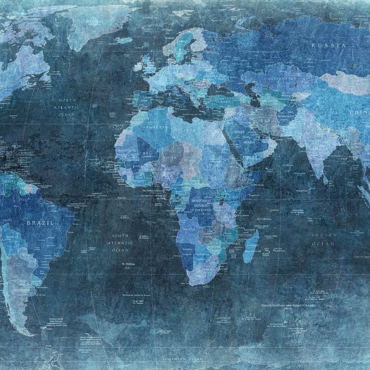 Tapetti World Map, Blue