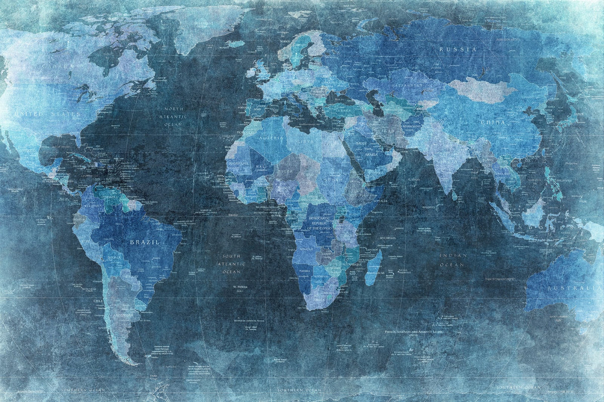 Tapetti World Map, Blue