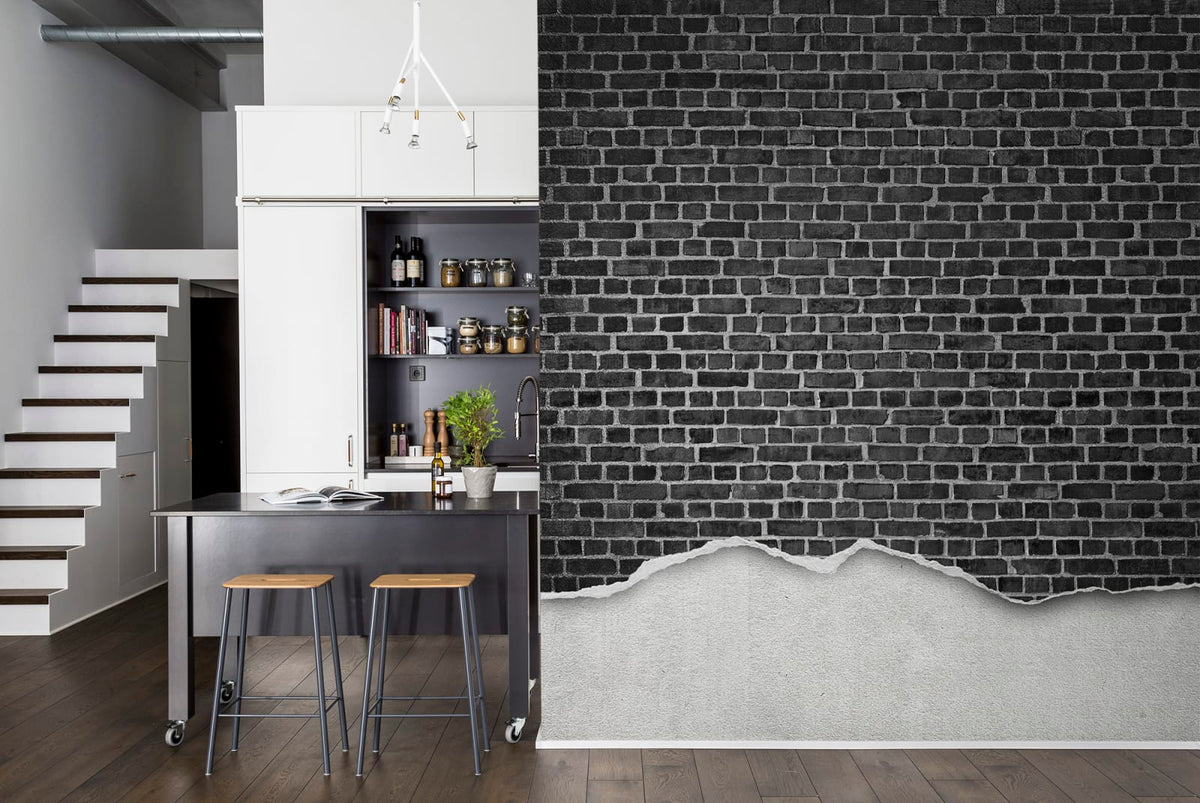 Tapetti Well-Worn Brick Wall, Black