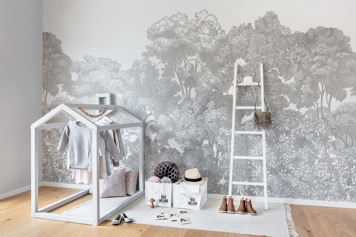Tapetti Bellewood, Gray Toile