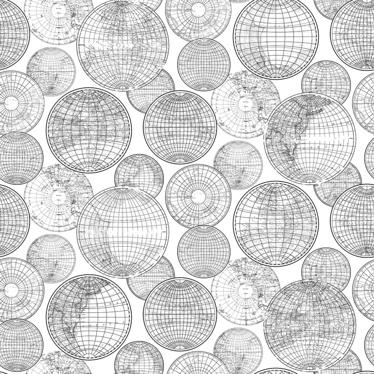 Tapetti Globes Gathering, Black and White