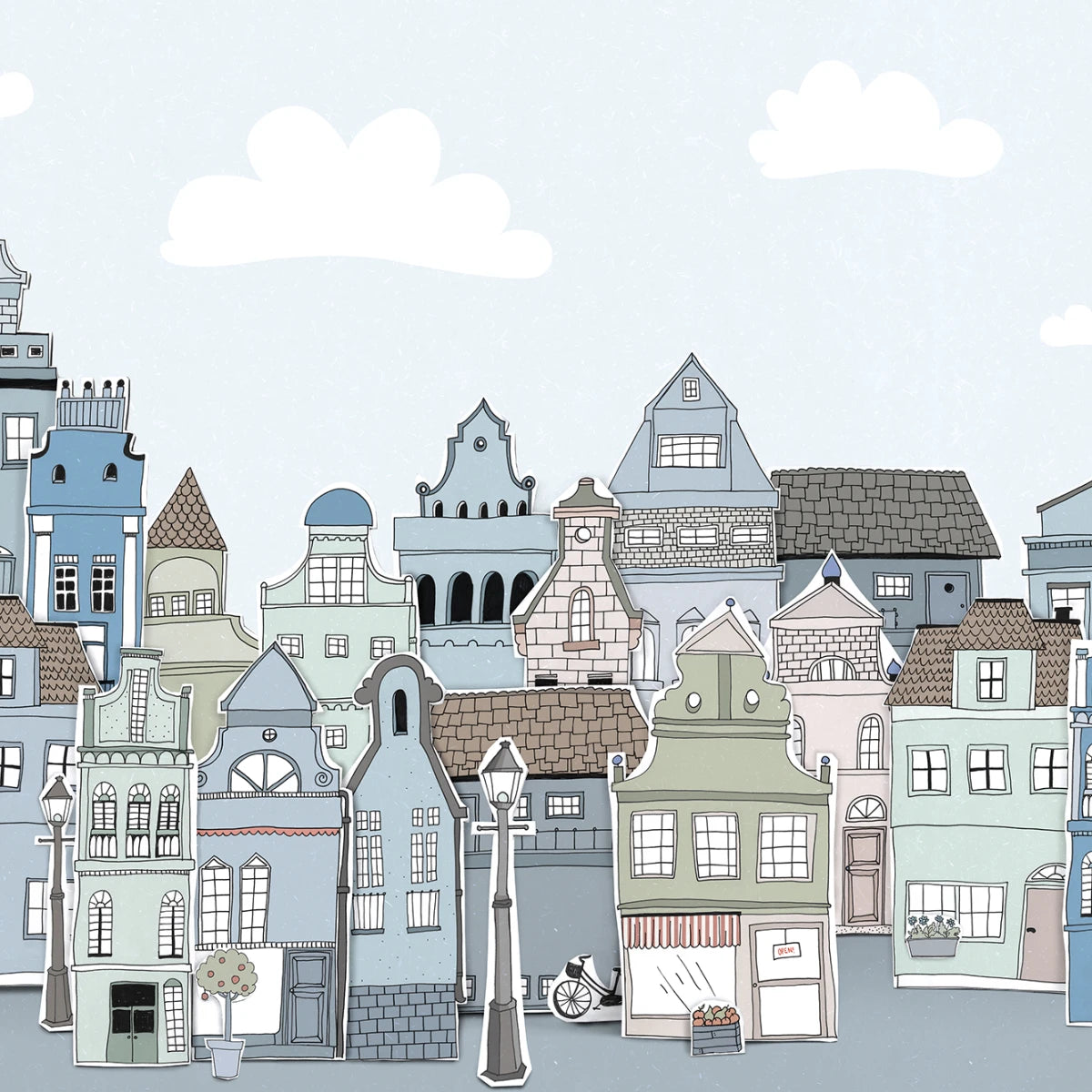 Tapetti London Houses, Blue