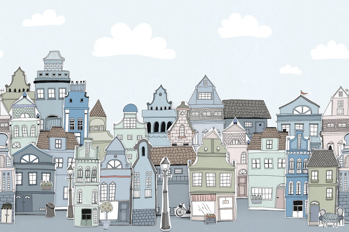 Tapetti London Houses, Blue