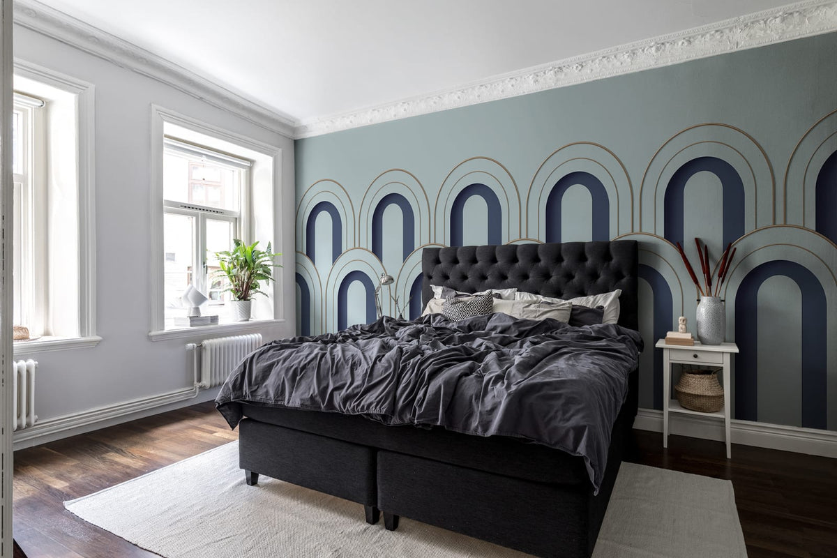 Tapetti Arch Deco, Blue
