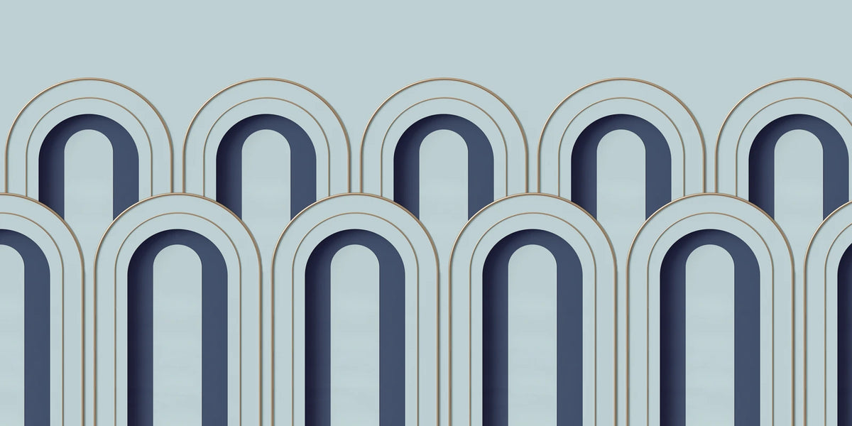 Tapetti Arch Deco, Blue