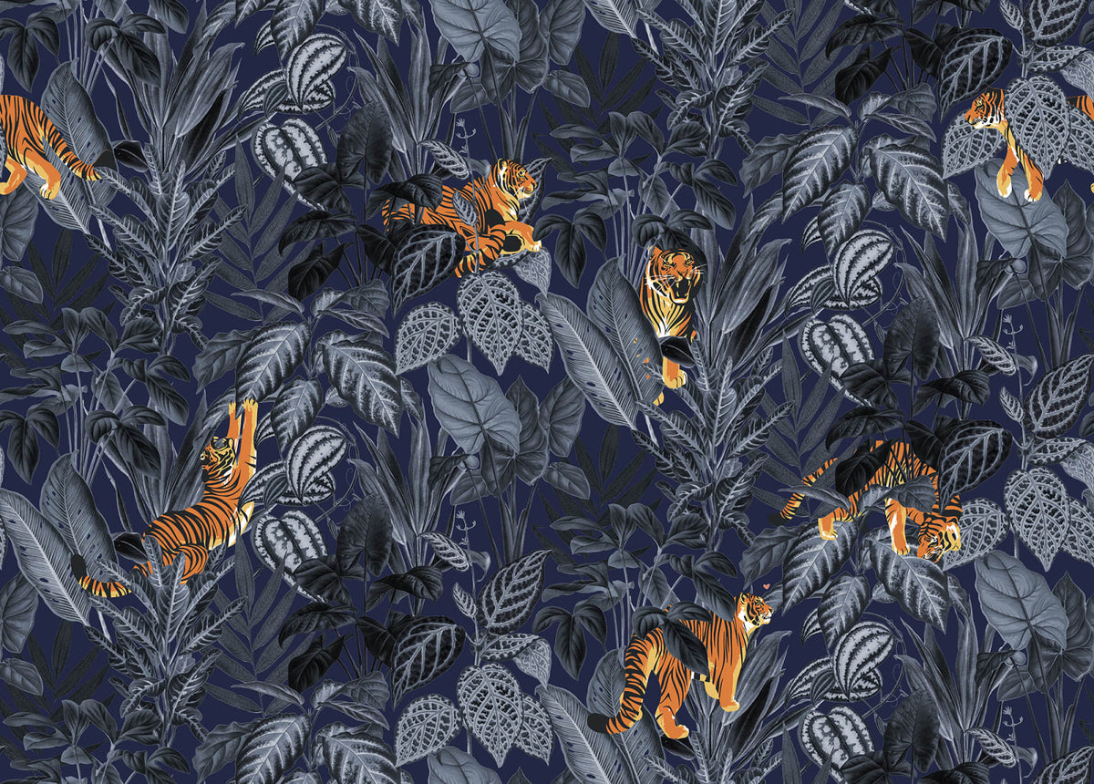 Tapetti Mischievous Tigers, Moonlight