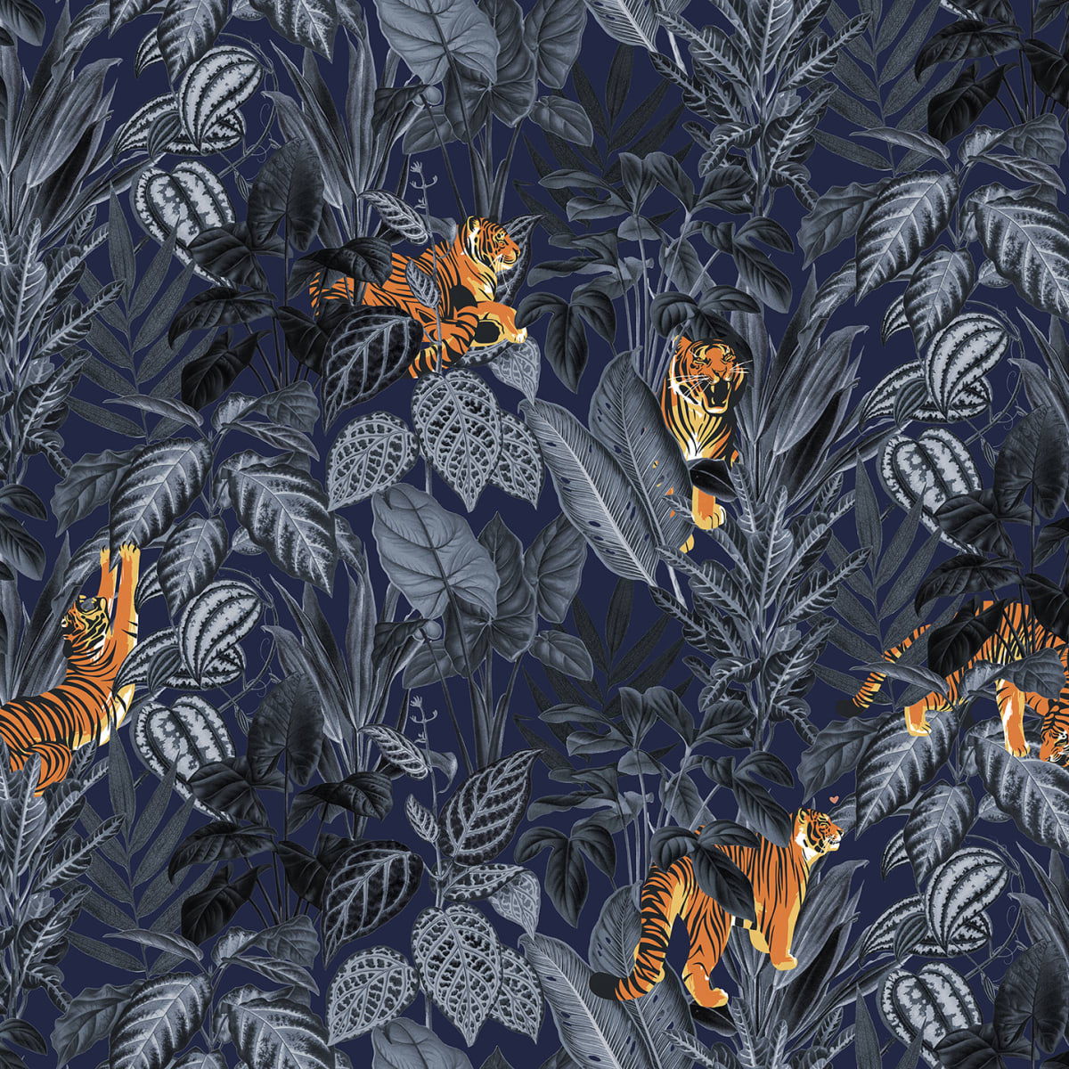 Tapetti Mischievous Tigers, Moonlight