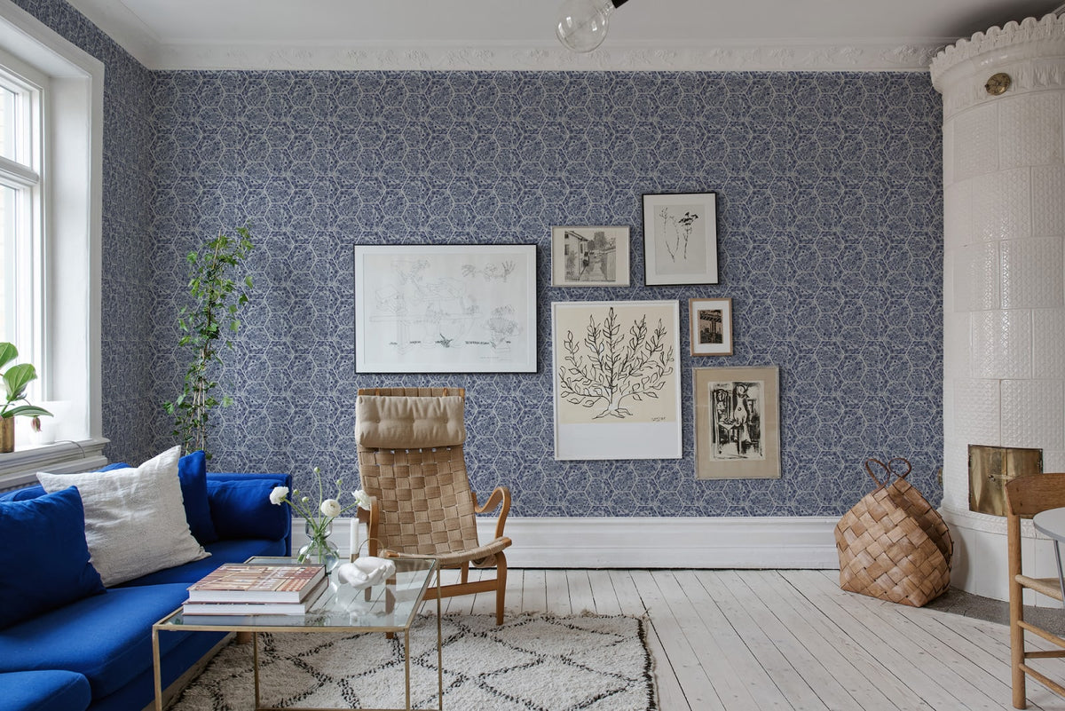 Tapetti Marbled Hexagon Tiles, Dark Blue