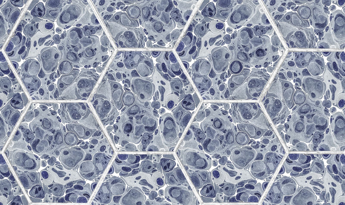 Tapetti Marbled Hexagon Tiles, Dark Blue