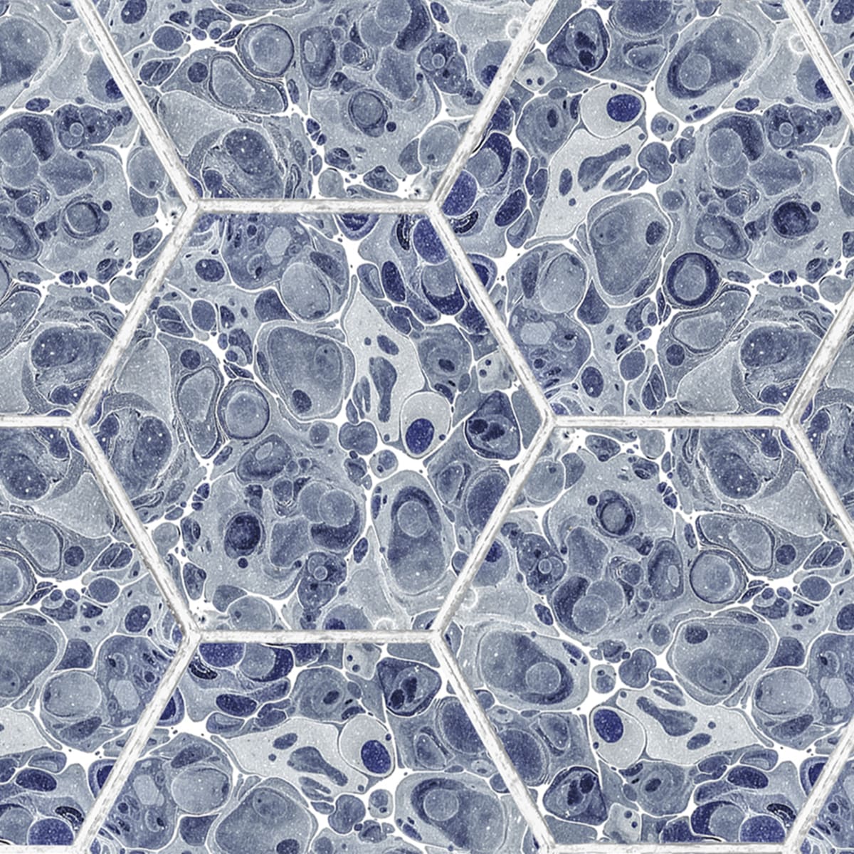 Tapetti Marbled Hexagon Tiles, Dark Blue