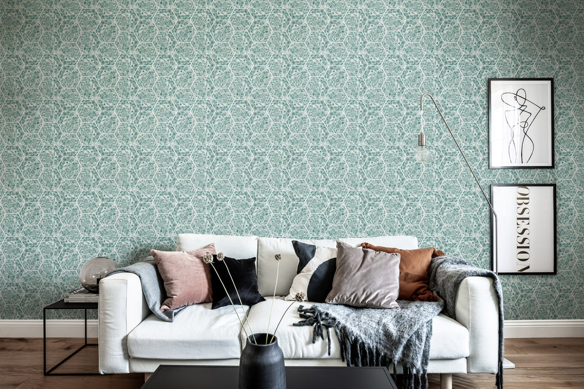 Tapetti Marbled Hexagon Tiles, Green