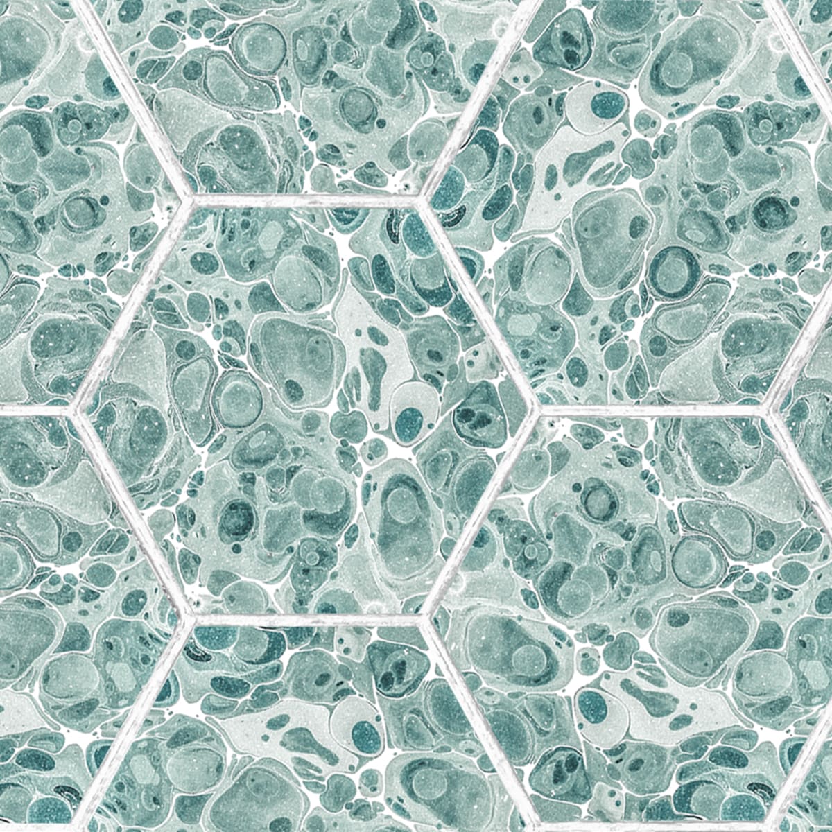 Tapetti Marbled Hexagon Tiles, Green