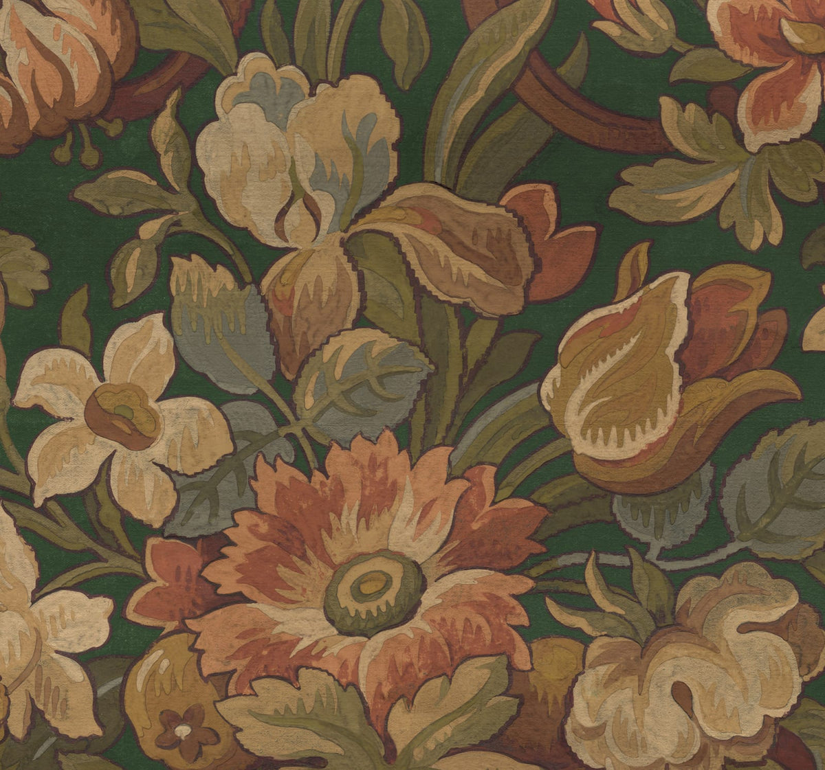 Tapetti Vintage Flora, Green