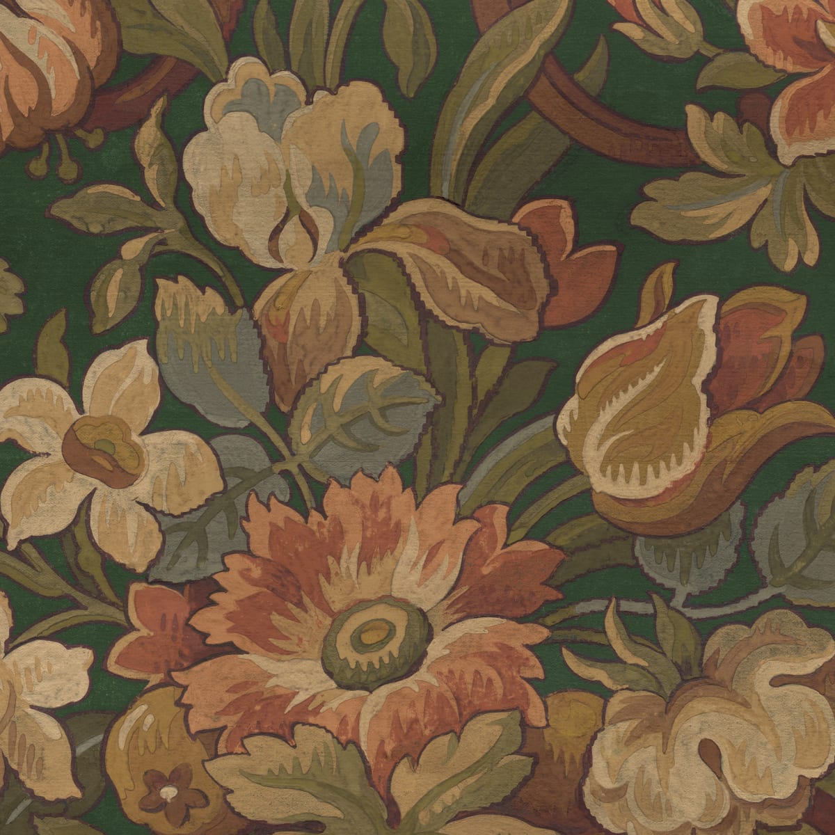 Tapetti Vintage Flora, Green