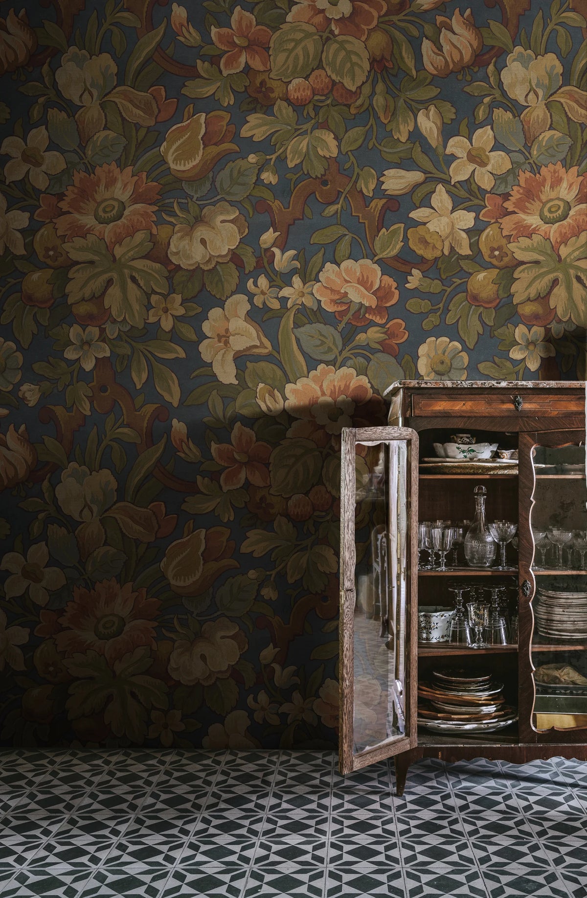 Tapetti Vintage Flora, Blue