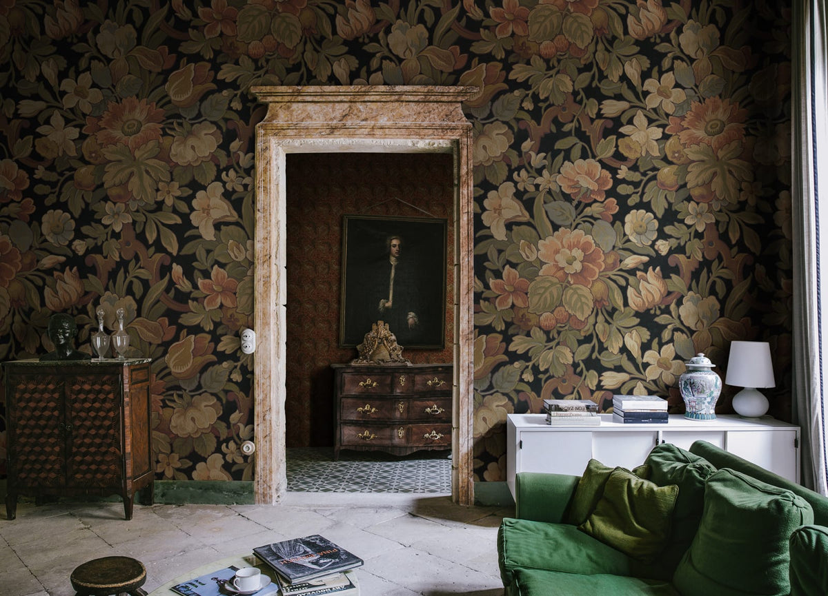 Tapetti Vintage Flora, Ebony