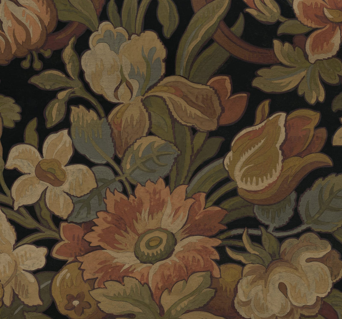 Tapetti Vintage Flora, Ebony