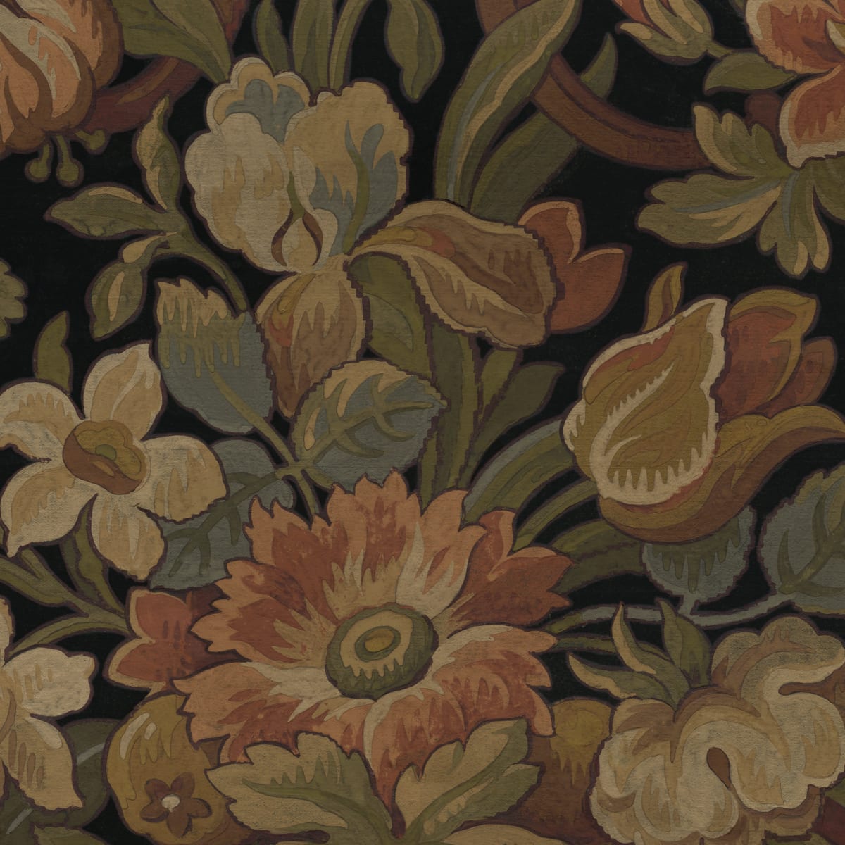 Tapetti Vintage Flora, Ebony