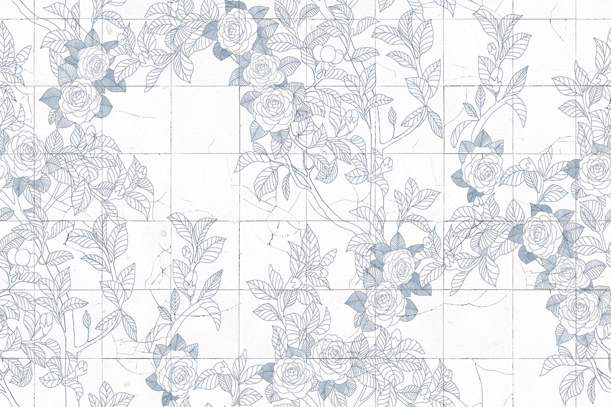 Tapetti Rose Tiles, Blue