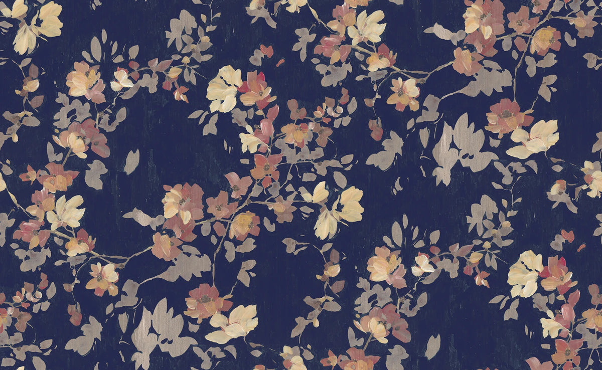 Tapetti Blooming Garden, Dark Blue