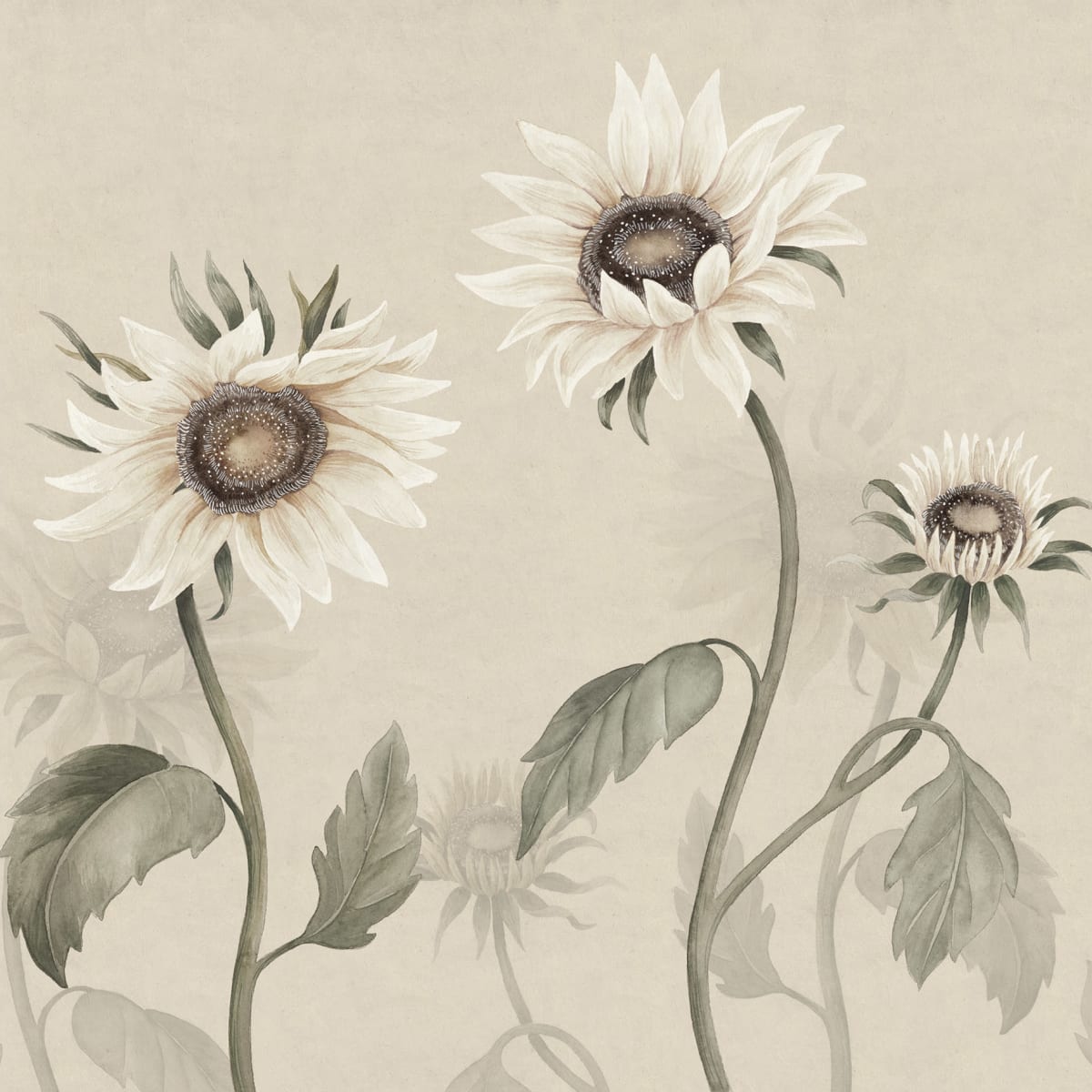 Tapetti Sunflowers, White