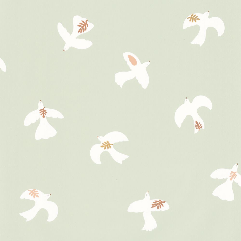 Tapetti Colombe Vert D'Eau Blanc 0,53x10,05m