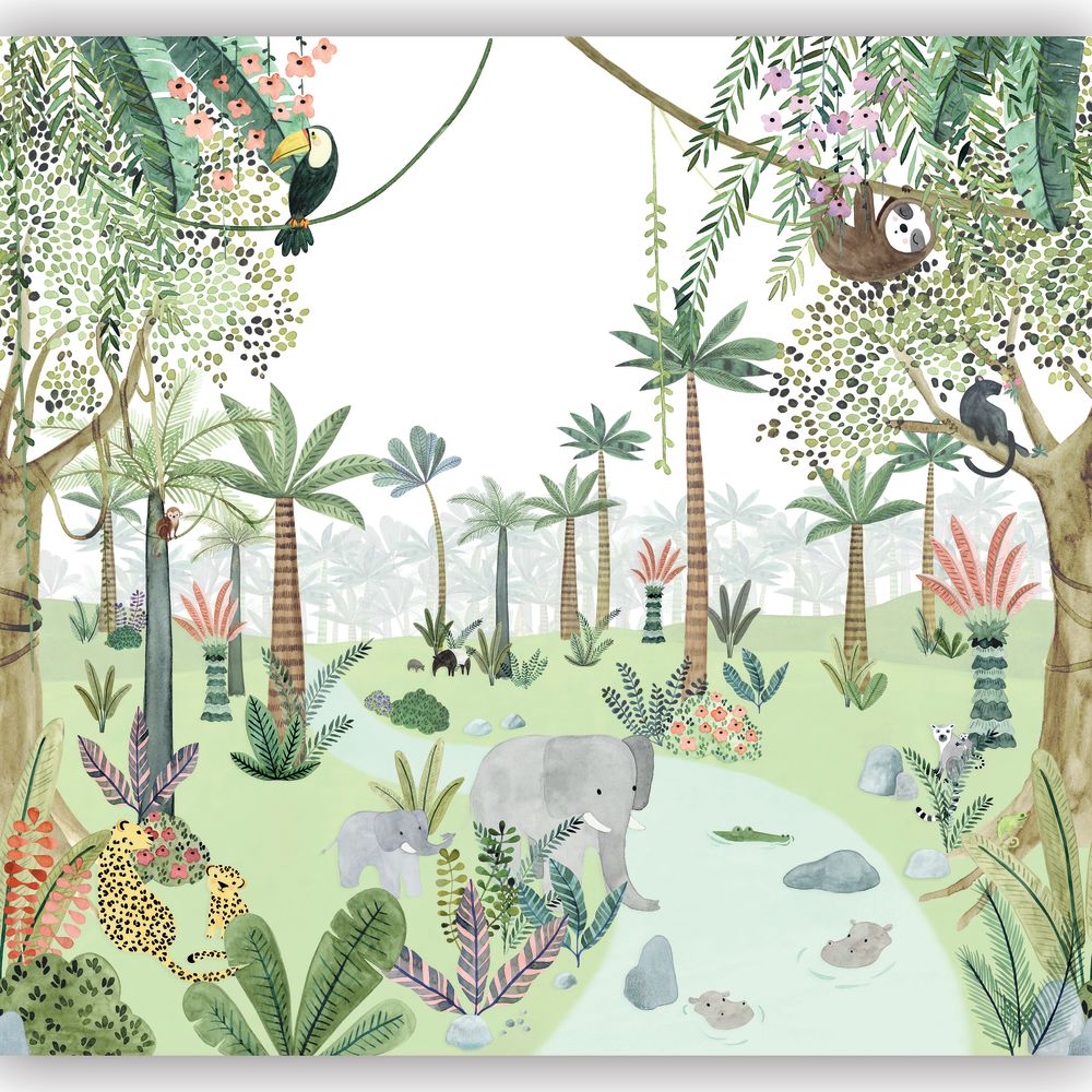 Tapetti In The Heart Of The Jungle Vert M 300X280 cm