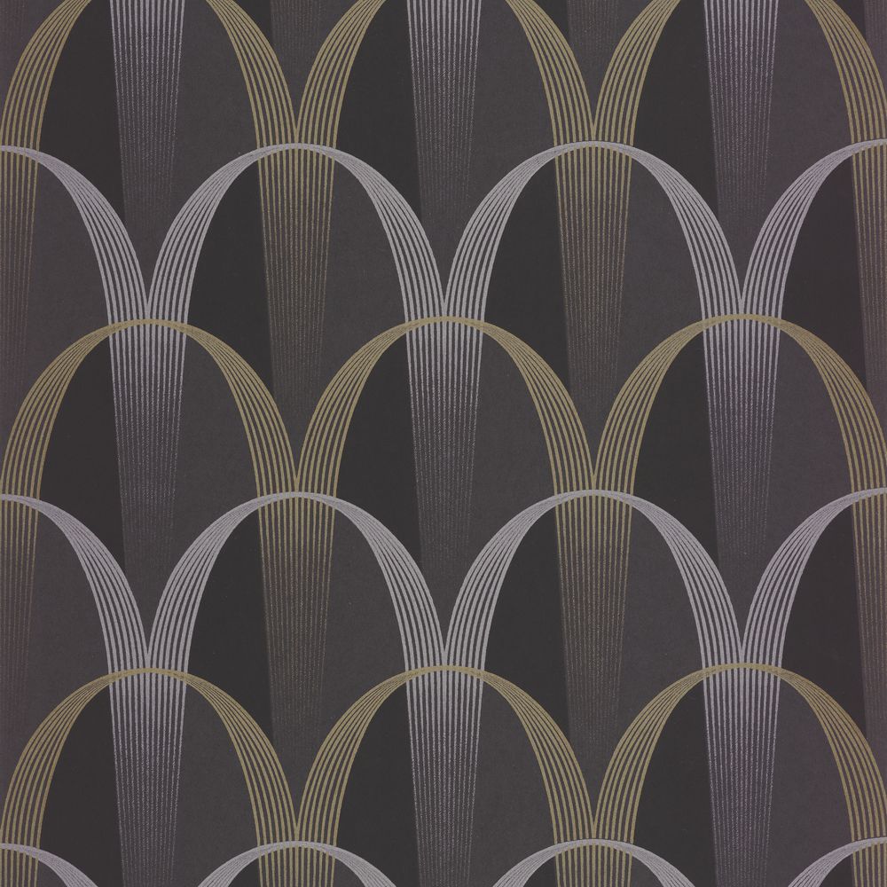 Tapetti Entree Des Artistes Noir Fusain Or 0,53x10,05m