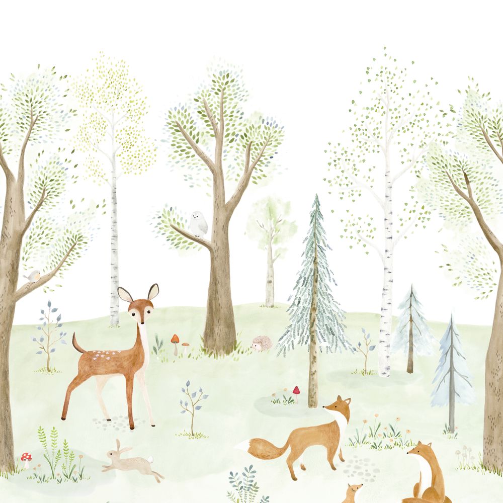Tapetti The Enchanted Forest With Doe_S Vert Foret 200X250 cm